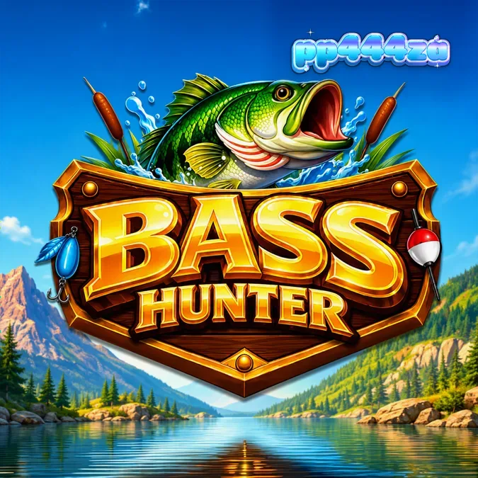 Tampilan antarmuka permainan slot Bass Hunter dengan tema danau